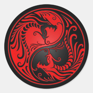 Adesivo Dragões Red and Black Yin Yang