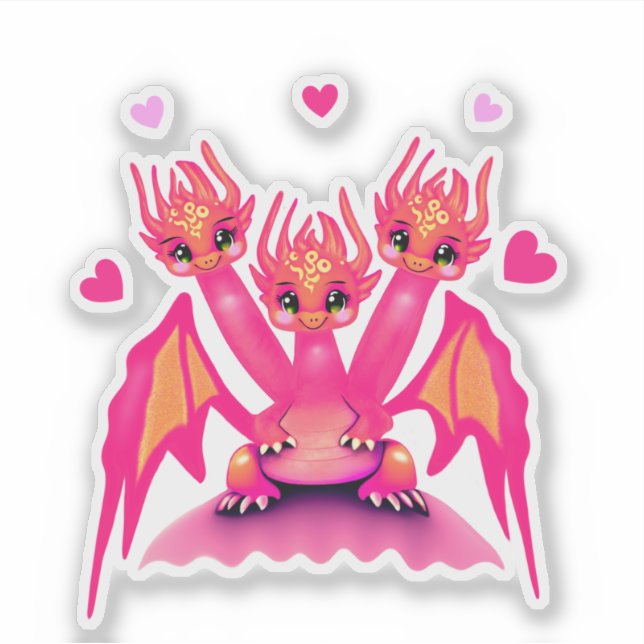 Adesivo Dragões rosa (Frente)