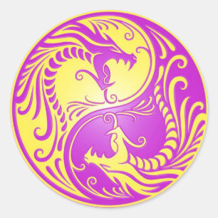 Adesivo Dragões, roxo e amarelo de Yin Yang