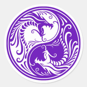 Adesivo Dragões roxos customizáveis de Yin Yang