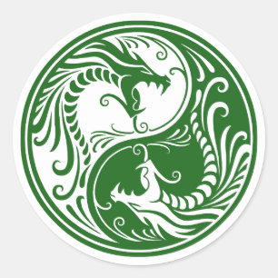 Adesivo Dragões verdes customizáveis de Yin Yang