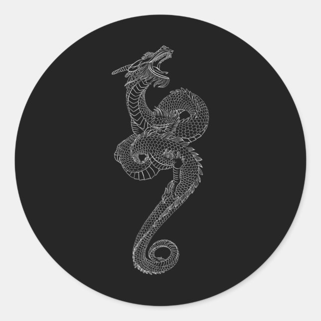 Adesivo Dragon Art Tattoo Japan Traditional Graph (Frente)