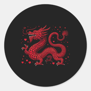 Adesivo Dragon Hearts Feliz Ano Novo Chinês 2024 Valentin