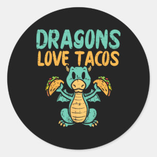 Adesivo Dragon Love Tacos Cute Cinco De Mayo Comida mexica