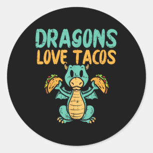 Adesivo Dragon Love Tacos Cute Cinco De Mayo Comida mexica
