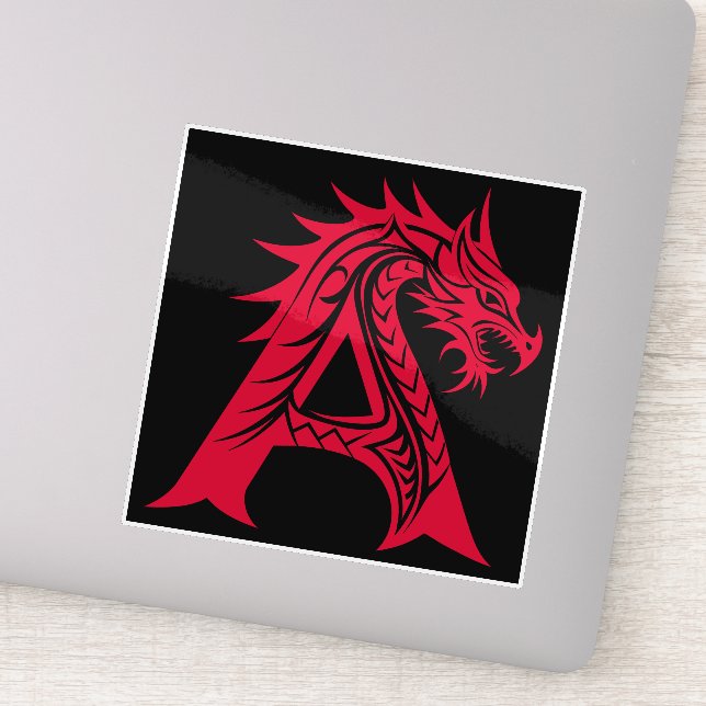 Adesivo Dragon Styled Letter A, Dragon Alphabet, Monogram (Detalhe)