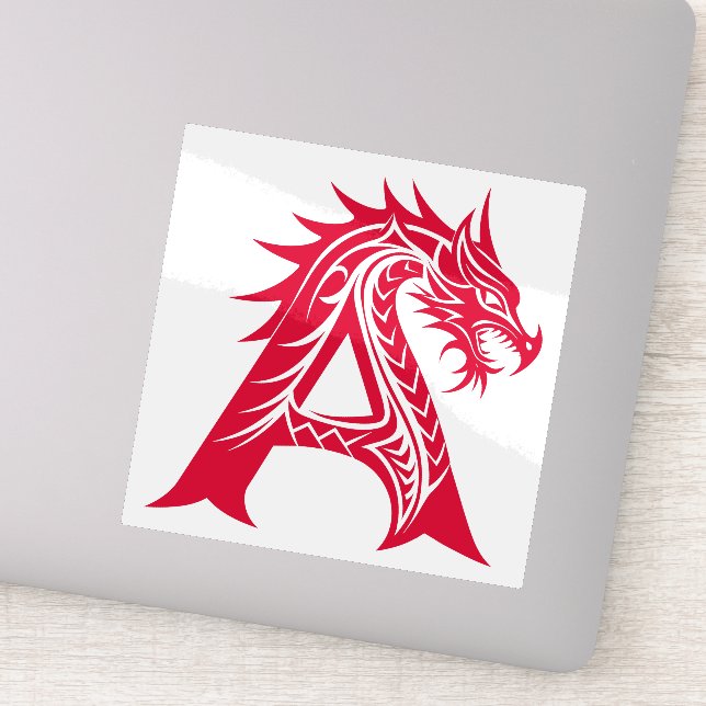 Adesivo Dragon Styled Letter A, Dragon Alphabet, Monogram (Detalhe)