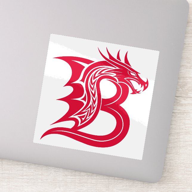 Adesivo Dragon Styled Letter B, Dragon Alphabet, Monogram (Detalhe)