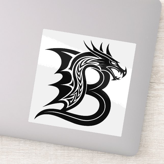 Adesivo Dragon Styled Letter B, Dragon Alphabet, Monogram (Detalhe)