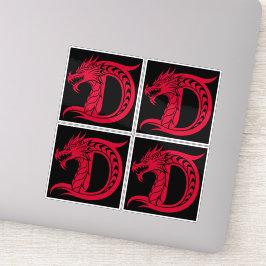 Adesivo Dragon Styled Letter D, Dragon Alphabet, Monogram
