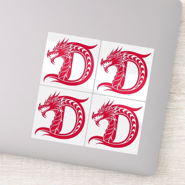 Adesivo Dragon Styled Letter D, Dragon Alphabet, Monogram (Detalhe)