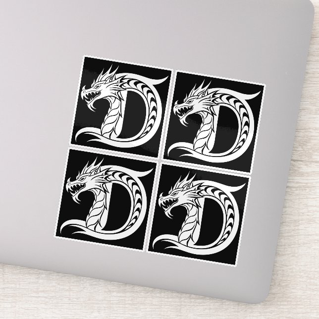 Adesivo Dragon Styled Letter D, Dragon Alphabet, Monogram (Detalhe)