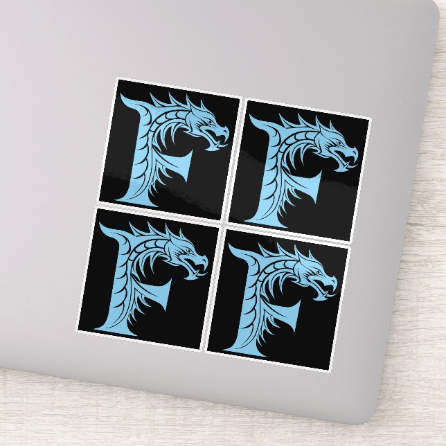 Adesivo Dragon Styled Letter F, Dragon Alphabet, Monogram (Detalhe)