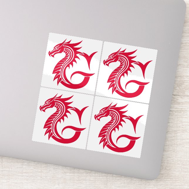 Adesivo Dragon Styled Letter G, Dragon Alphabet, Monogram (Detalhe)