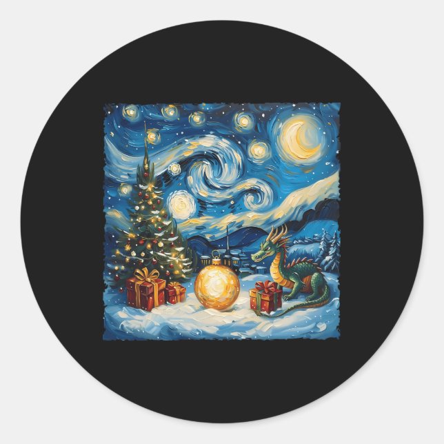 Adesivo Dragon Van Gogh Style Starry Night Winte (Frente)
