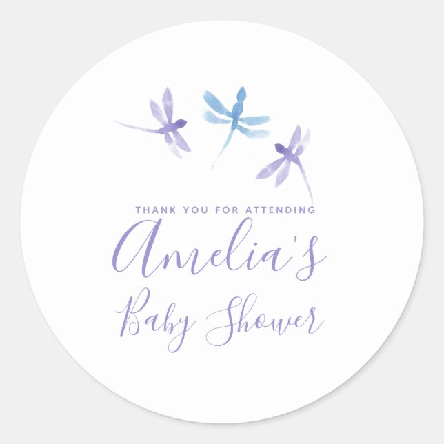 Adesivo Dragonflies Chá de fraldas pintado à mão (Frente)