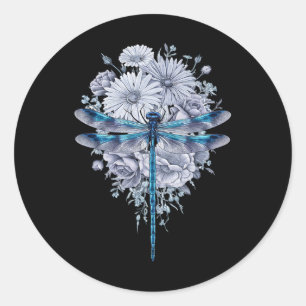 Adesivo Dragonfly Blue Watercolor Art Insetos Sobre a Terr