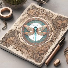 Adesivo Dragonfly de cor cobre sobre fundo de turquesa
