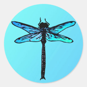 Adesivo Dragonfly Japonesa Vintage, azul-turquesa