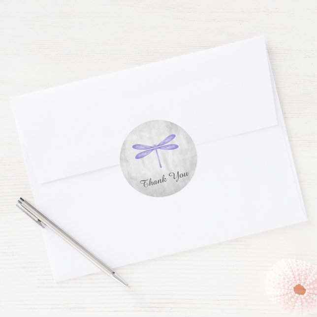 Adesivo Dragonfly Roxa Obrigado Vinhetas (Envelope)