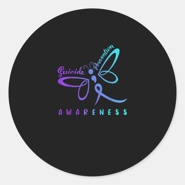 Adesivo Dragonfly Suicide Prevention Aware Teal Ribbon (Frente)