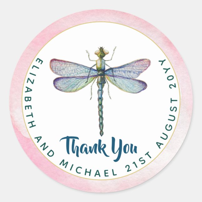 Adesivo Dragonfly Watercolor Floral WedBudget (Frente)