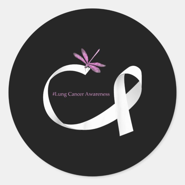Adesivo Dragonfly White Ribbon Cancer Pulmonar Sensibiliza (Frente)