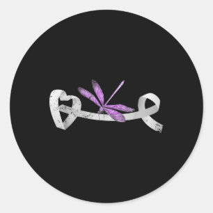 Adesivo Dragonfly White Ribbon Sobrevivente de câncer Pulm