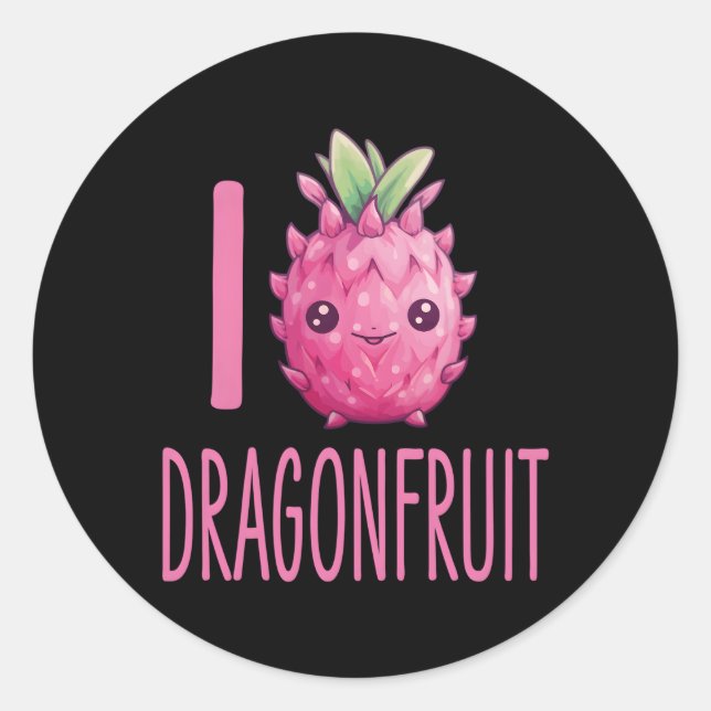 Adesivo Dragonfruta Kawaii Comida I Ama Dragonfruta (Frente)