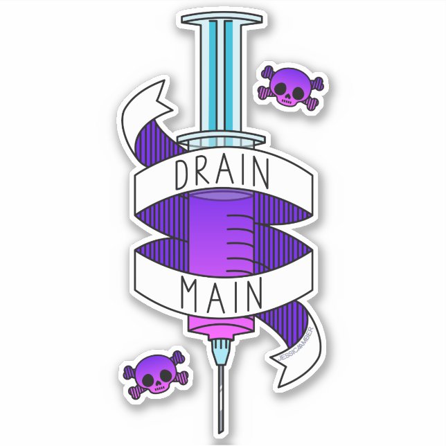 Adesivo Drain Main Gamer Purple Cartoon Seringa (Frente)