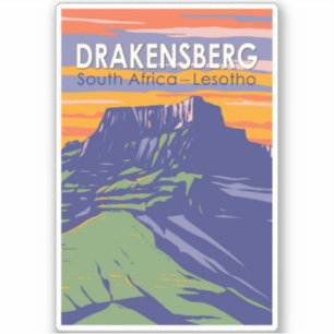 Adesivo Drakensberg África do Sul Retro de Viagem de Arte 