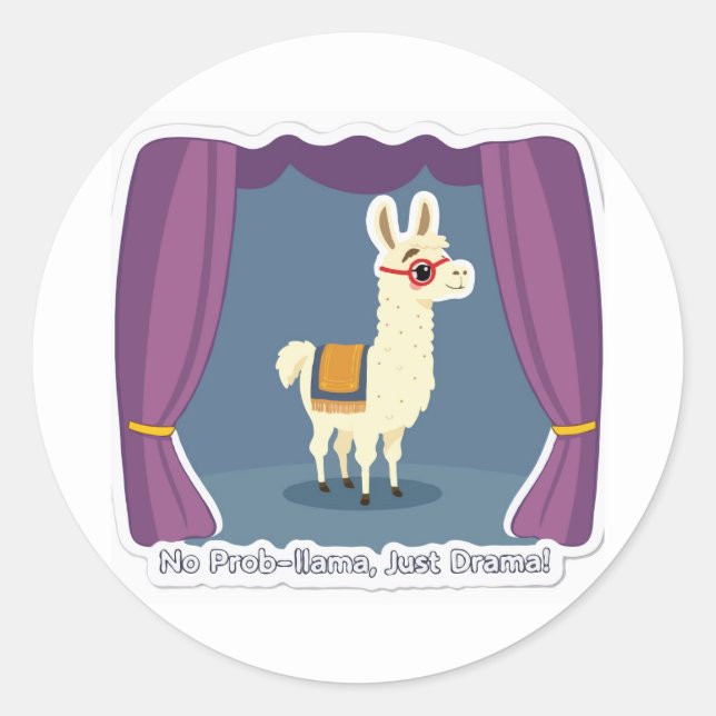 Adesivo Drama Llama Sticker - Sem Prob-Llama, Apenas Drama (Frente)