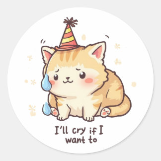 Adesivo Dramatic Cat Crying Party Sticker - Relatable Humo