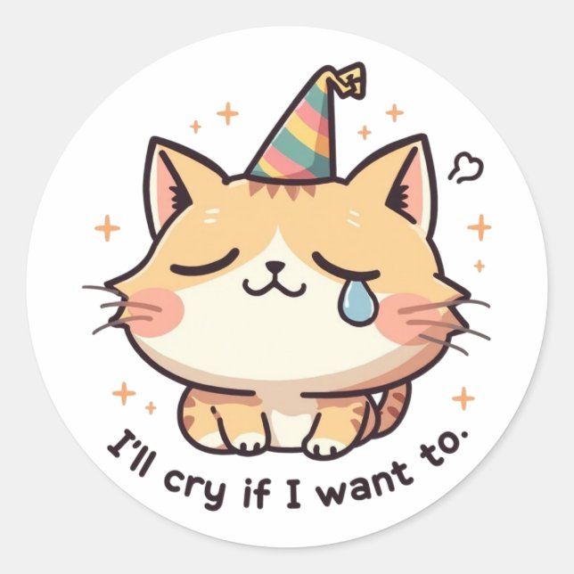 Adesivo Dramatic Cat Crying Party Sticker - Relatable Humo (Frente)