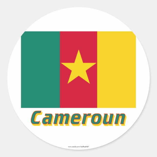 Adesivo Drapeau Cameroun avec le nom en français (Frente)