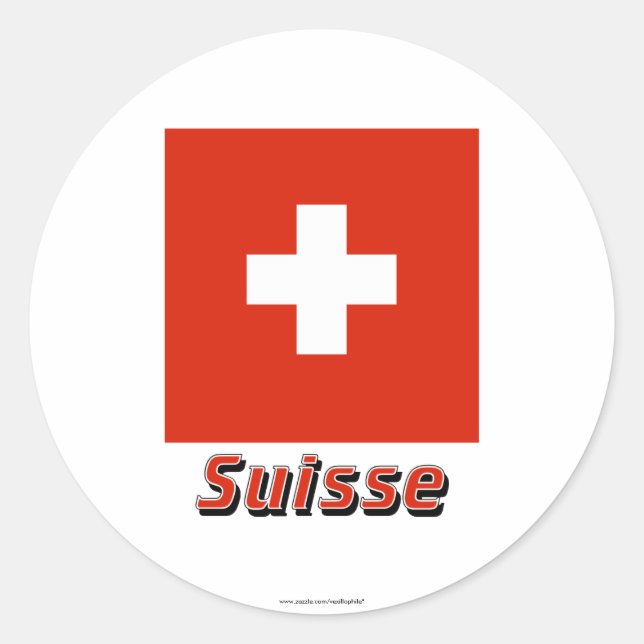 Adesivo Drapeau Suisse avec le nom en français (Frente)