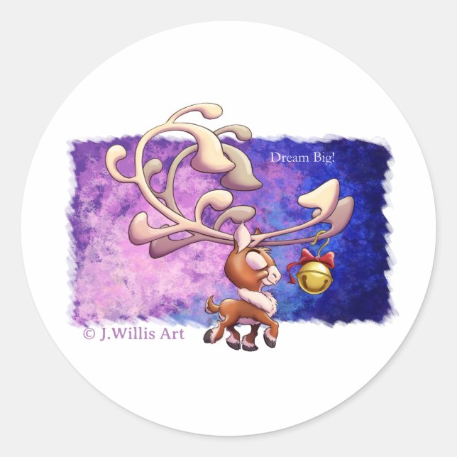 Adesivo DREAM BIG CHRISTMAS REINDEER de Jeff Willis Art (Frente)