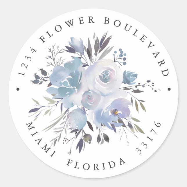 Adesivo Dream Blue | Endereço de regresso botânico de casa (Frente)