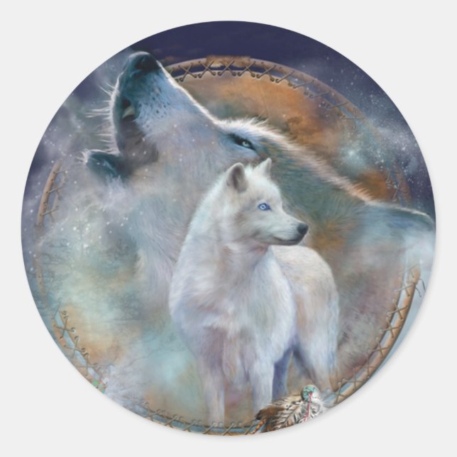 Adesivo Dream Catcher - Spirit Wolf Art Sticker (Frente)