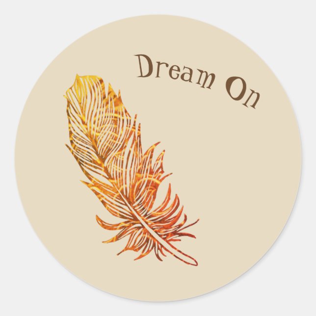 Adesivo Dream On ouro Feather Sticker (Frente)