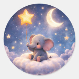 Adesivo Dreamy elephant and midnight stars large round env