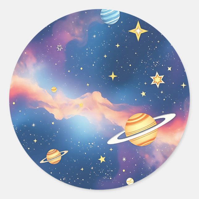 Adesivo Dreamy Galaxy Planets Stars Pattern (Frente)