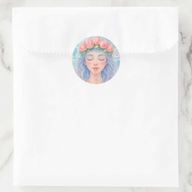 Adesivo Dreamy Pastel Girl with Tulip Flower Crown Illustr (Bolsa)