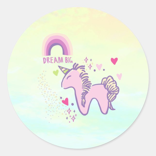 Adesivo Dreamy Pastel Rainbow Unicorn (Frente)
