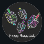 Adesivo Dreidel, Dreidel, Dreidel Stickers<br><div class="desc">Ilustração gráfica de um sonho de Hannukah em cores brilhantes. Torne mais claro o feriado com este design colorido.</div>