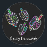 Adesivo Dreidel, Dreidel, Dreidel Stickers<br><div class="desc">Ilustração gráfica de um sonho de Hannukah em cores brilhantes. Torne mais claro o feriado com este design colorido.</div>