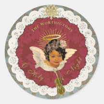 Dresden Bronze Angel Round Sticker Seal
