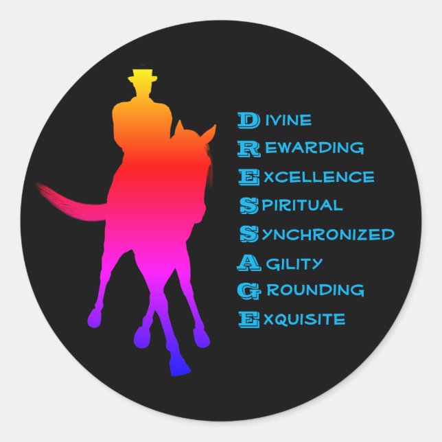 Adesivo Dressage É Cavalo E Rider Rainbow (Frente)