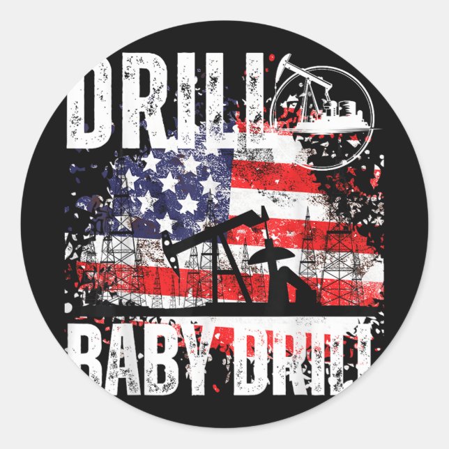 Adesivo Drill Baby Drill Oilfield American Flag Drilli (Frente)