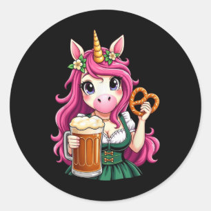 Adesivo Drindle Alemã - Unicórn Beer Pretzel Funny Party _